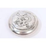 Late 19th / early 20th century Chinese silver tobacco box of circular form,