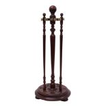 Good quality late 19th / early 20th century snooker cue stand with central bulbous column and three