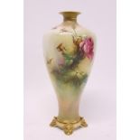 Royal Worcester blush ivory vase, date mark for 1908, of elegant baluster form on bracket feet,