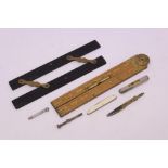 Collection of miscellaneous drawing items - including parallel ruler, spirit level, folding ruler,