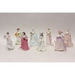 Eight Coalport Femmes Fatales limited edition figures - Emma Hamilton, Empress Josephine,