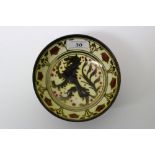Pilkingtons Royal Lancastrian red lustre bowl decorated with rampant lion and floral and foliate
