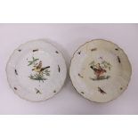 Pair 19th century Meissen chargers with moulded borders,
