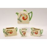 Royal Doulton Syren D5102 pattern four piece tea set - comprising teapot, milk jug,