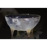 Lalique clear and frosted glass bowl in the Lys pattern, etched signature R.