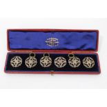 1902 set of six silver buttons - London hallmark, in H. W.