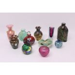 Collection of studio glass vases, bowl, dishes by Murano, Gozo, David Wallace and others,