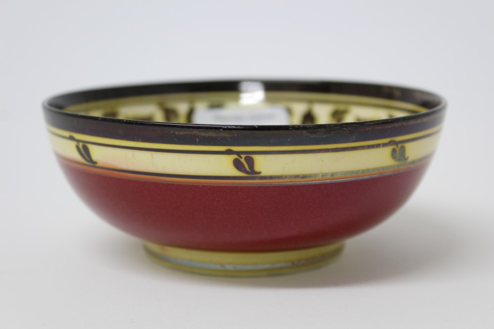 Pilkingtons Royal Lancastrian red lustre bowl decorated with rampant lion and floral and foliate - Image 2 of 3