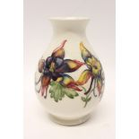 Moorcroft pottery vase decorated in the Columbine pattern on cream ground - impressed marks and