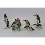 Five various Karl Ens porcelain birds and one other German porcelain bird group (6)