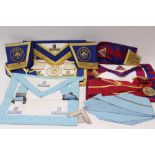 Selection of Masonic regalia - including aprons, cuffs,