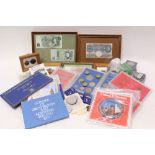 Coins and banknotes selection - including £1.