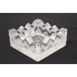 Lalique glass pin tray with zig-zag decoration, marked - Lalique,