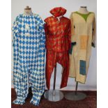Vintage Dickins & Jones children's red and gold diamond pattern Clown fancy dress costume, shirt,