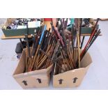 An accumulation of antique and vintage golf clubs (2 boxes)