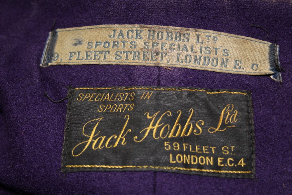 1936 - 1937 University of London Athletics blazer - purple wool with badge, maker Jack Hobbs Ltd. - Image 5 of 5