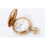 Early 20th century Swiss gold (14k) cased Elgin fob watch with unusual printed photograph of a