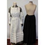 Edwardian Governess uniform - comprising of long grey and black striped skirt,
