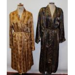 Two gentlemen's vintage dressing gowns - one Chinese gold and bronze paisley pattern with white