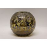 Good quality amber tinted globular vase with overlaid silver decoration depicting figures and sheep