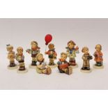 Nine Hummel figures - including Ring in the Season, Sweet Treats, My Toy Train, My Best Friend,