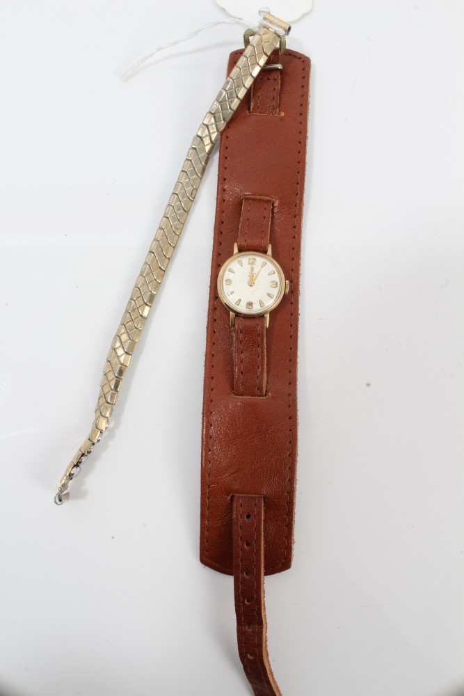 Ladies' gold (9ct) Tudor Royal wristwatch on leather strap