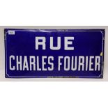 French enamel street / road sign of domed rectangular form - Rue Charles Fourier,