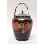 Moorcroft pottery biscuit barrel decorated in the Pomegranate pattern,
