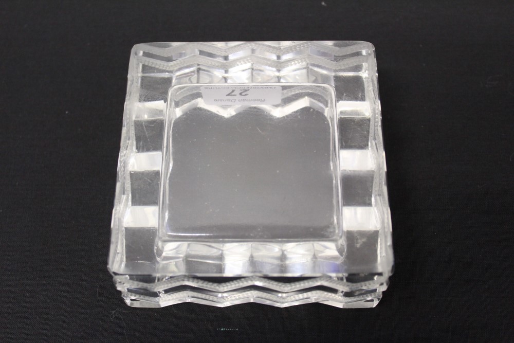 Lalique glass pin tray with zig-zag decoration, marked - Lalique, - Image 3 of 4