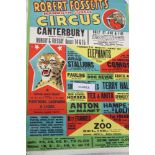 Five Circus Posters - 1960s period - Billy Smart's Circus - Middlesborough All New 1966 Production