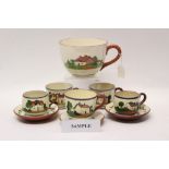 Selection of Torquay motto ware teaware - including very large cups and saucers (qty)