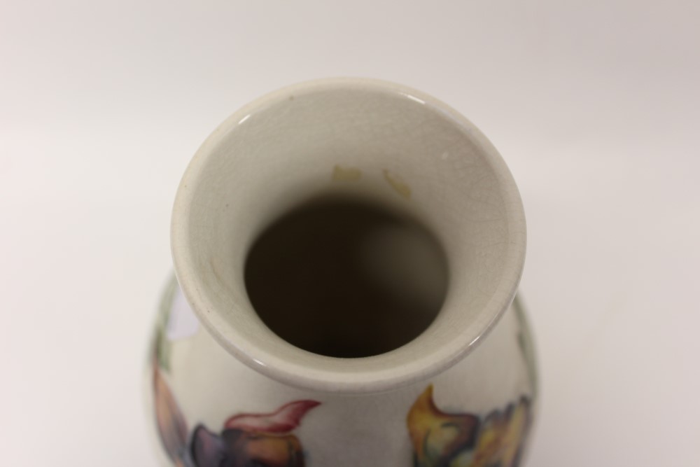 Moorcroft pottery vase decorated in the Columbine pattern on cream ground - impressed marks and - Image 2 of 3