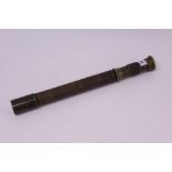 Unusual 19th century brass spotting telescope with leather protective hard cover, 41.