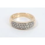 Gold (9ct) ring with pavé set brilliant cut diamonds estimated to weigh approximately 0.