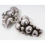 Georg Jensen silver grapes brooch, no.