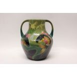 Large and impressive Moorcroft pottery two-handled vase decorated in the Carp pattern - impressed