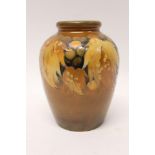 Rare Moorcroft pottery vase decorated in the Leaf and Berry pattern, unusual colour-way,
