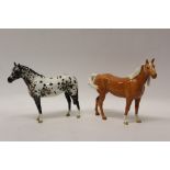 Beswick Appaloosa stallion and one other Beswick horse (2)