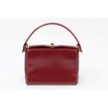 Vintage Gucci, circa 1980s, oxblood leather handbag with kid leather lining,