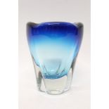 Whitefriars Kingfisher blue Molar vase, 14.