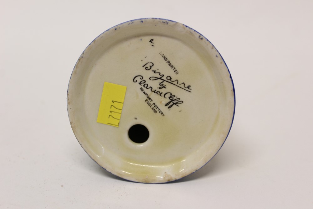 Clarice Cliff hand-painted Bizarre range Rudyard pattern conical caster - printed marks to base, - Image 3 of 3
