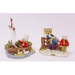 Royal Doulton Rupert figures - Tempted to Trespass RB5 and Captain Rupert RB25,