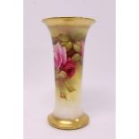 Royal Worcester blush ivory spill vase, date mark for 1932, flared cylindrical form,