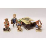 Four Hummel figures - Apple Tree Boy, Apple Tree Girl, Boots and Mother's Helper,