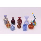 Collection of Murano studio glass vases,