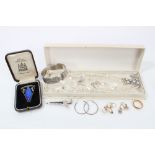 Silver bangle and lot costume jewellery