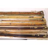 Quantity of built cane and Greenheart salmon and trout fishing rods by Hardy Brothers - including