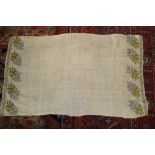 Late 19th century Ottoman / Turkish floral embroidered reversible linen antique panel,