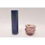 Loetz iridescent blue glass cylindrical vase,