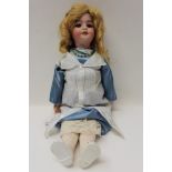 Doll - large Simon & Halbig bisque head doll - flirty eyes and turning head, activated by left leg,